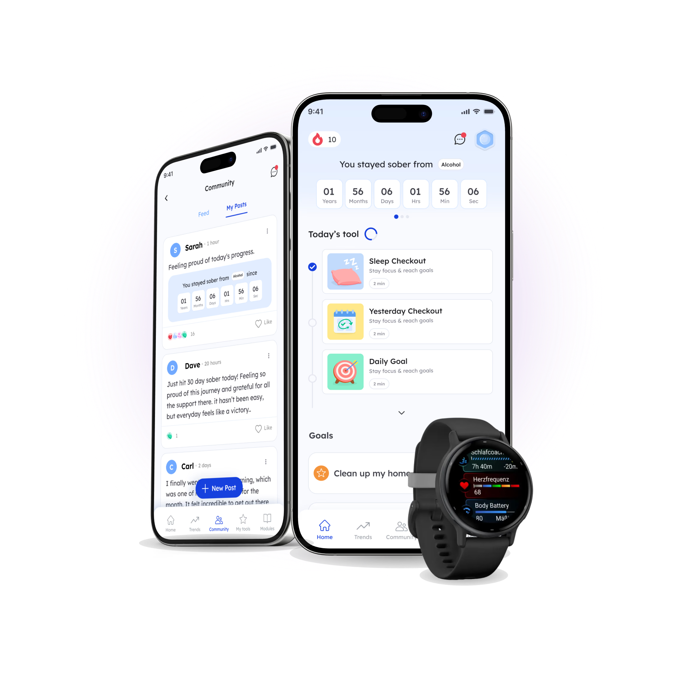 coobi care app and Garmin smartwatch for combined aftercare